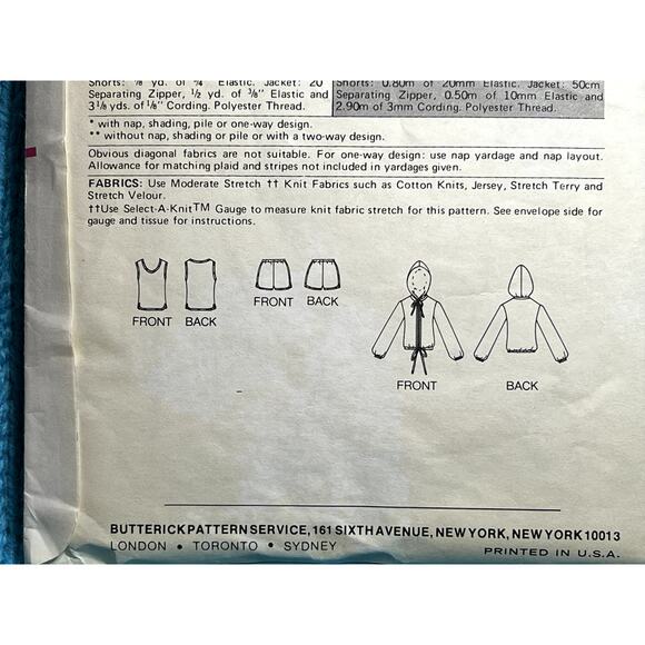 Butterick 6101 pattern hoodie tank top shorts 1970s size 12 - Picture 7 of 7